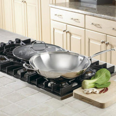 Chef's Classic™ Stainless 14" Stir-Fry Pan with Helper Handle & Glass Cover