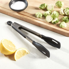 9" Squared Head Silicone Tongs