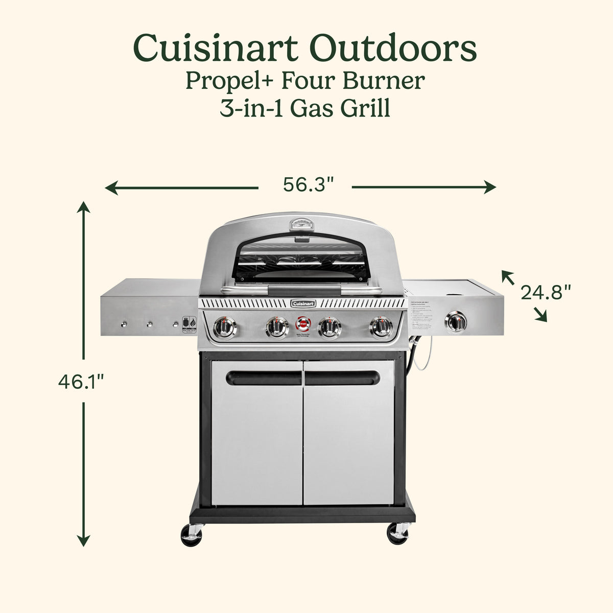 Propel+ Four Burner 3-in-1 Gas Grill (Grill, Griddle, Pizza Oven)